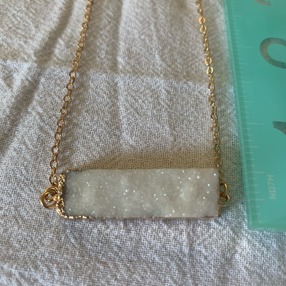 Druzy bar necklace